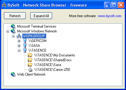 Screenshot of BySoft Network Share Browser